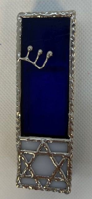 blue glass mezuzah