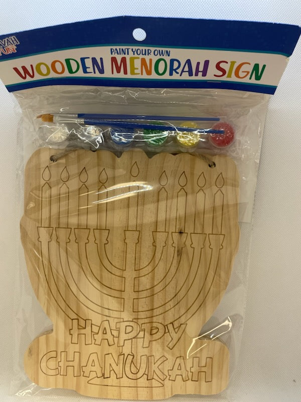 wooden menorah sign to paint