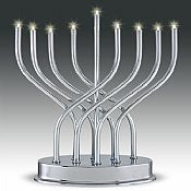 Contemporary Metal LED Battery Menorah