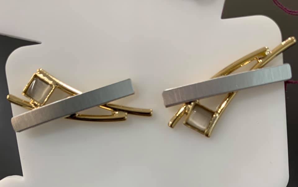 Crono Design Silver & Gold X Earrings