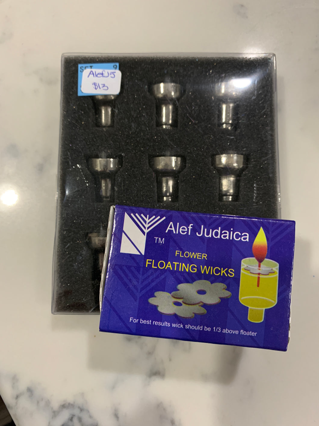 Hanukkah - Flower floating Wicks & 9 Oil Cups for Hanukkah menorahs Set