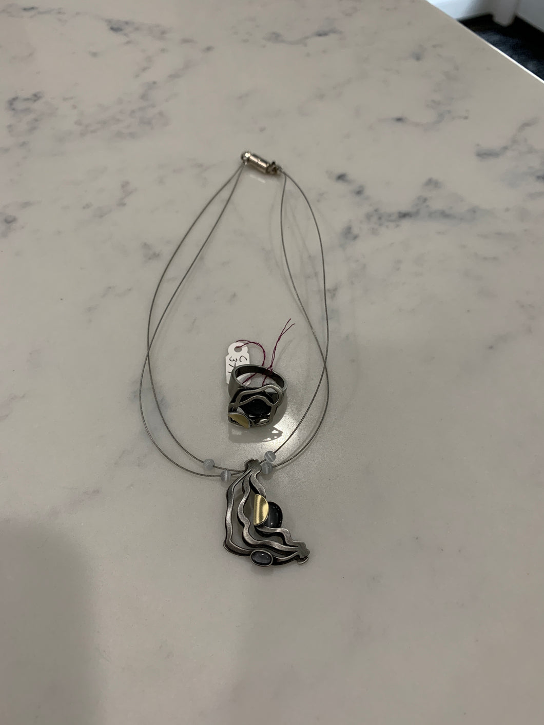 Crono Design Set - Silver Necklace & ring set