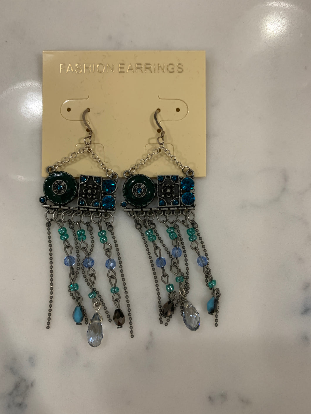 Blue beaded Tassel Earrings
