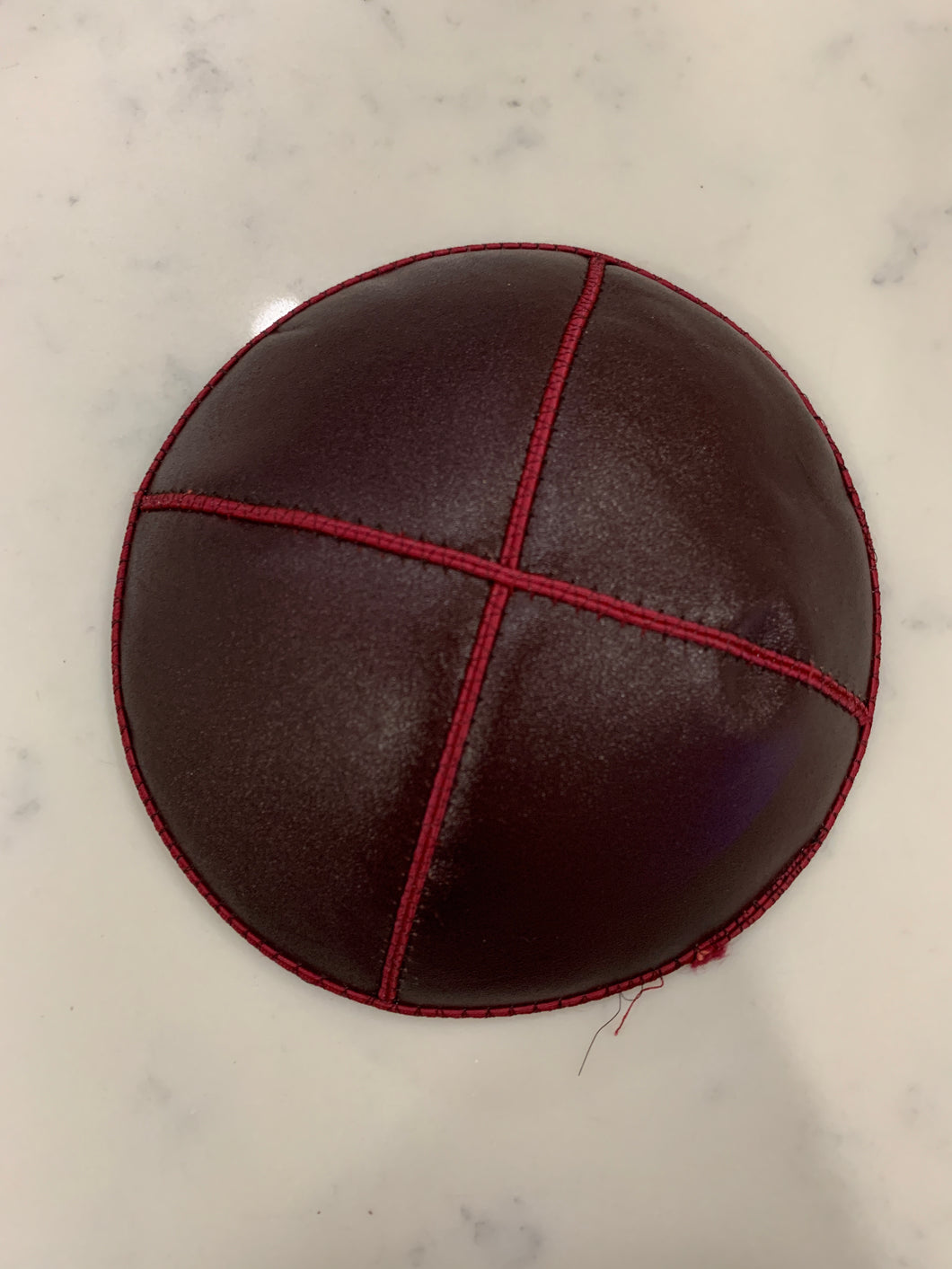 Maroon Leather Kippah