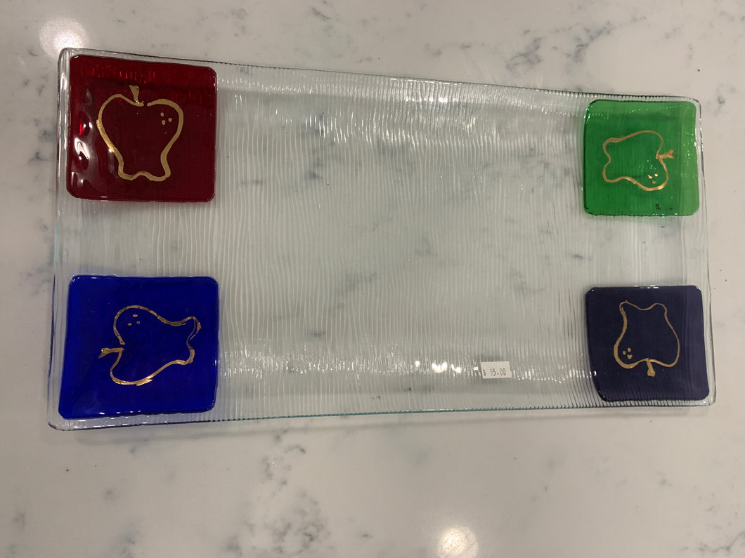 Glass Tray with Apples
