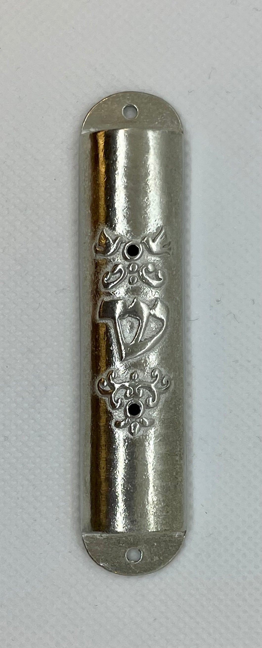 Brushed Silver Rhinestone Mezuzah (kosher scroll not included)