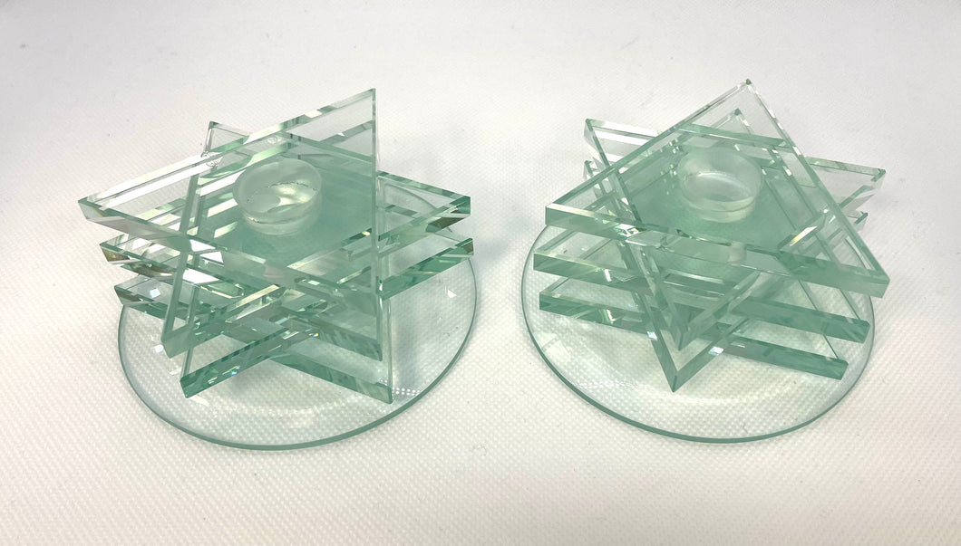 Glass Star of David Candlesticks