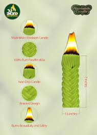 Havdalah Candle - green 12 wick braid