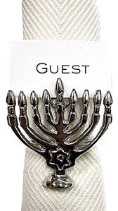 Menorah Napkin Rings with Place Card Holders