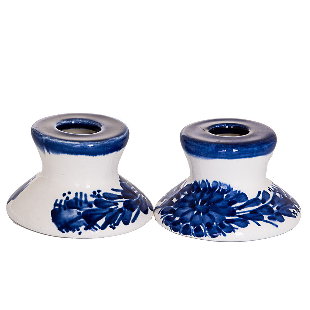 Candlesticks, ceramic, blue & white