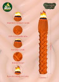 Havdalah Candle - Orange 12 wick braid
