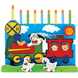 Wooden Train Menorah