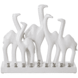 Hanukkah Menorah Ceramic Camel Family, Copa Judaica